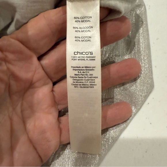 NWT Chico’s Ultimate Tee Tank Cotton Blend Slub Silver Foil Size 16 (Chico’s 3) - Picture 8 of 9